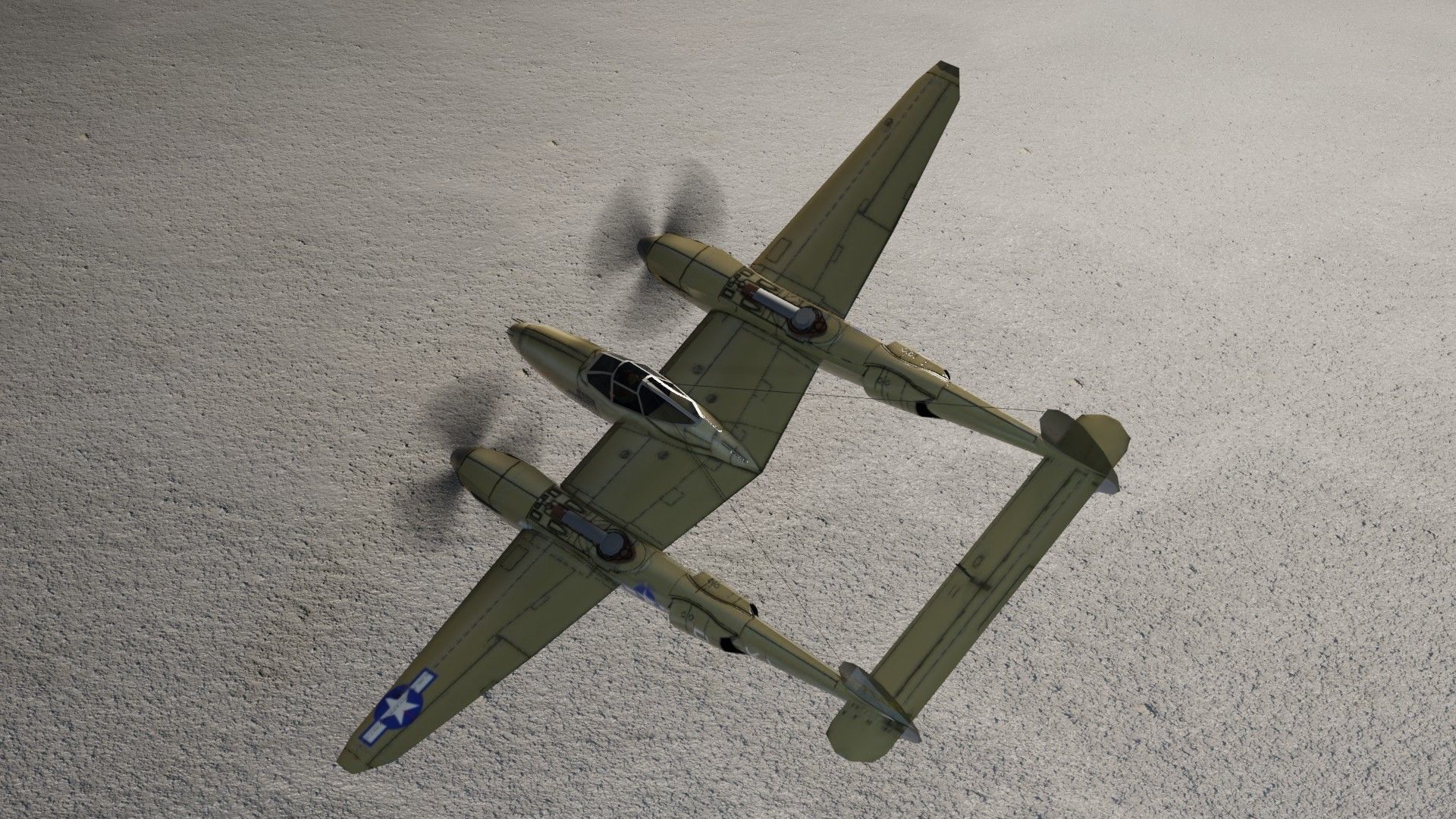 Lockheed P-38 Lightning WW2 fighter Low-poly 3D model_11