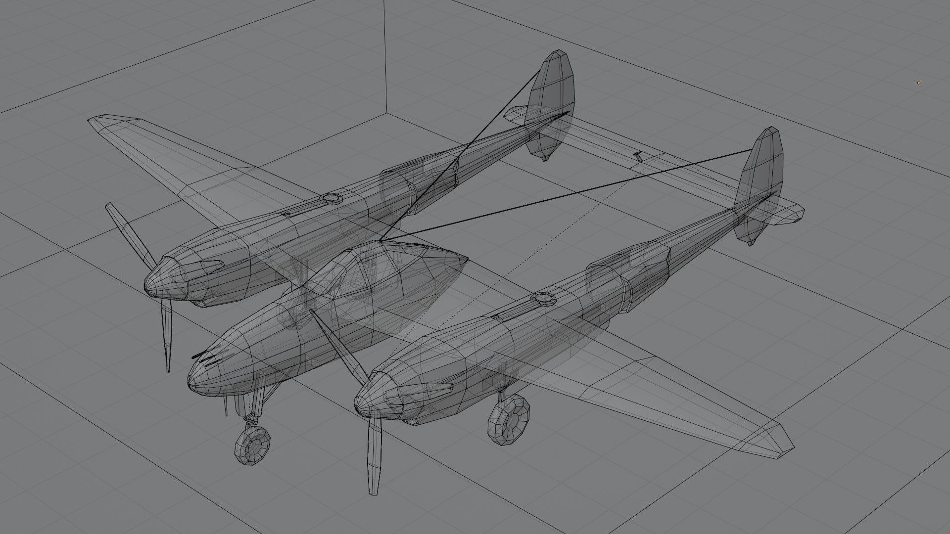 Lockheed P-38 Lightning WW2 fighter Low-poly 3D model_8