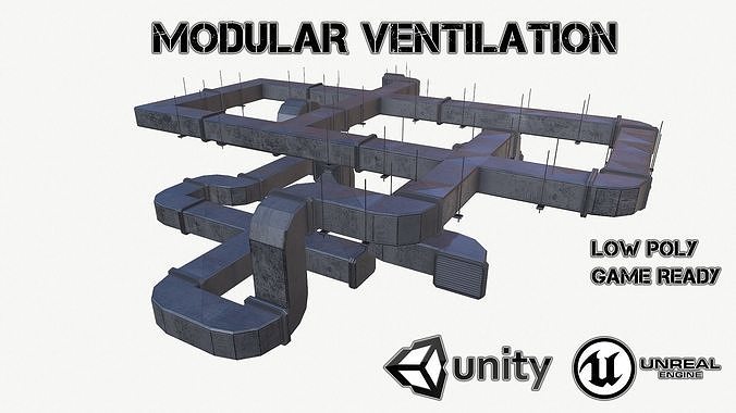 Modular ventilation Low-poly 3D model