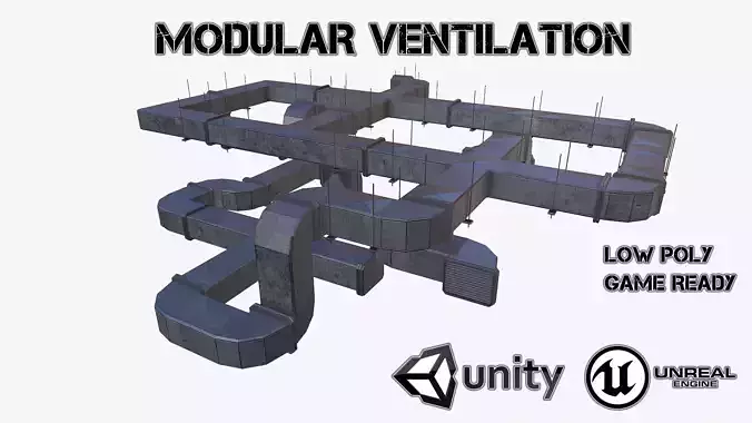 Modular ventilation Low-poly 3D model