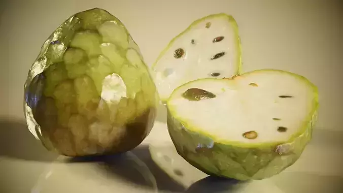 Artisjoke fruit with two halves Low-poly 3D model