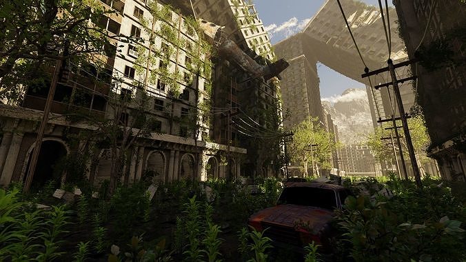 Abandoned Street Scene 3D model 4