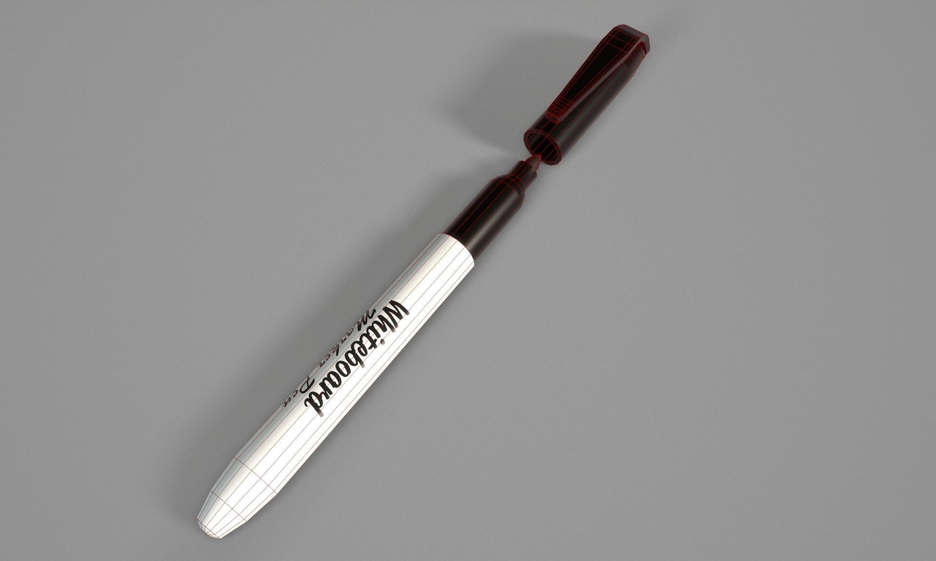 Marker Pen - Black Dry Erase Marker Pen for Whiteboards Low-poly 3D model_15