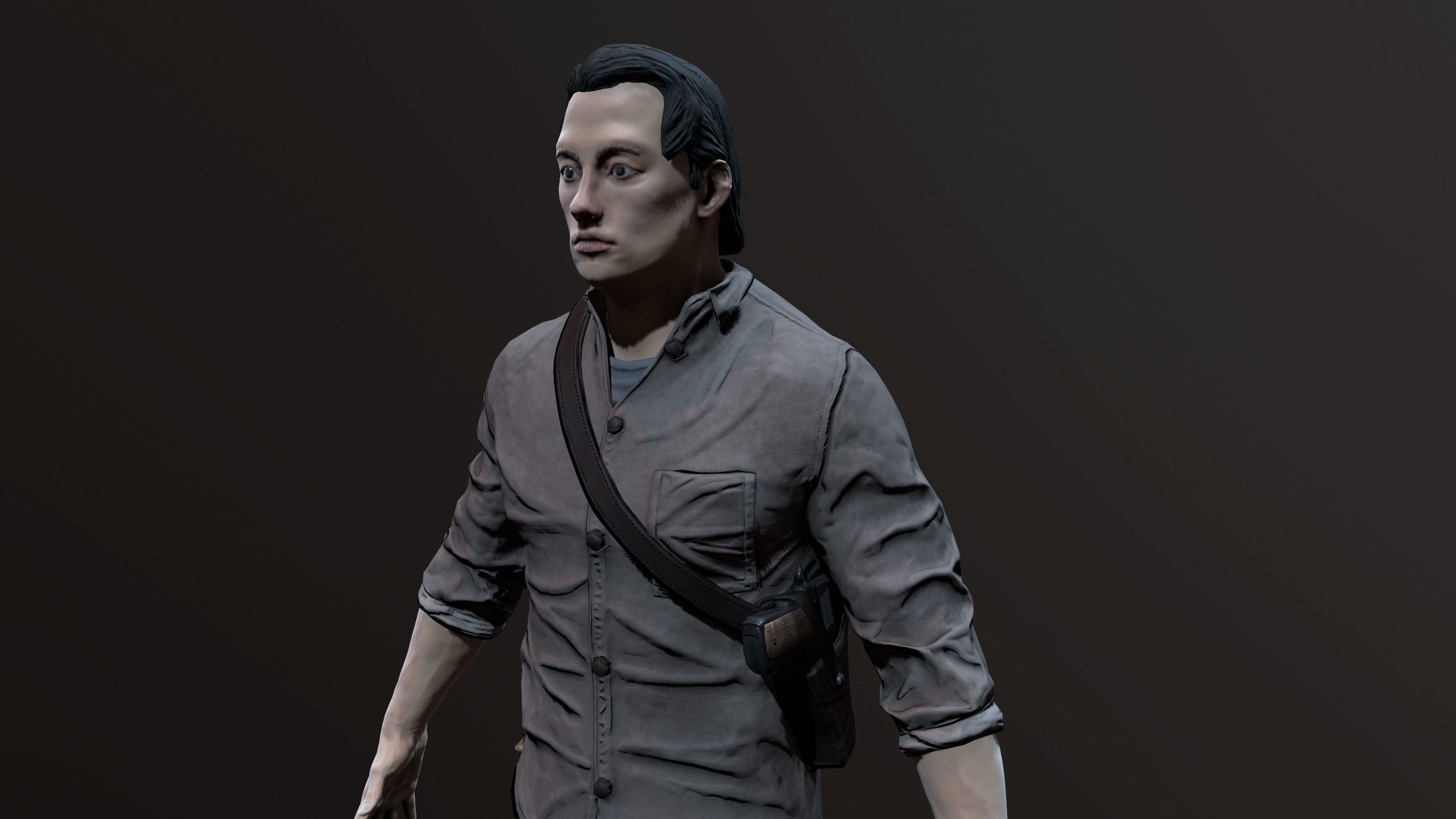 Zombie Apocalypse Survivor Low-poly 3D model_29