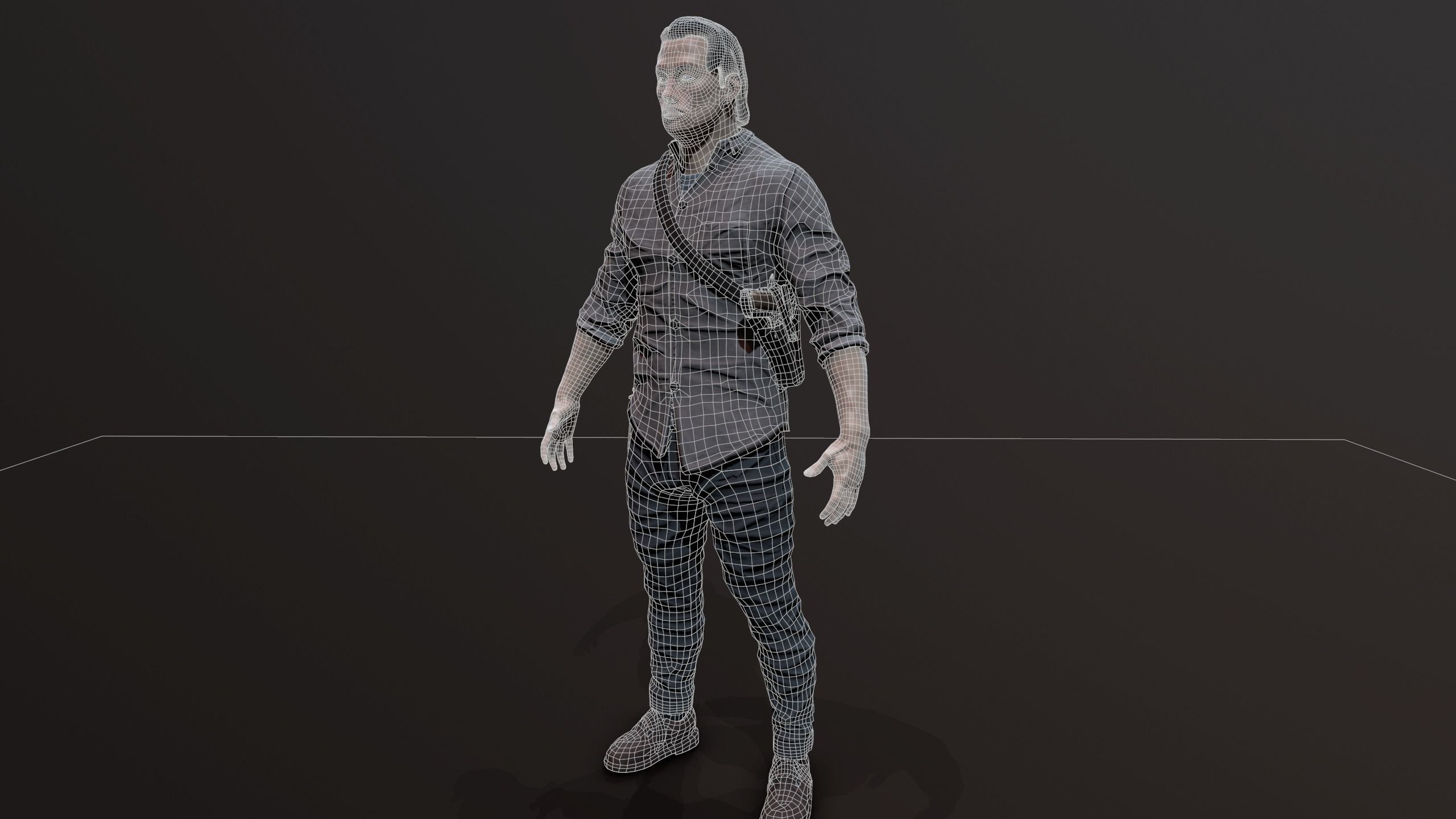 Zombie Apocalypse Survivor Low-poly 3D model_23