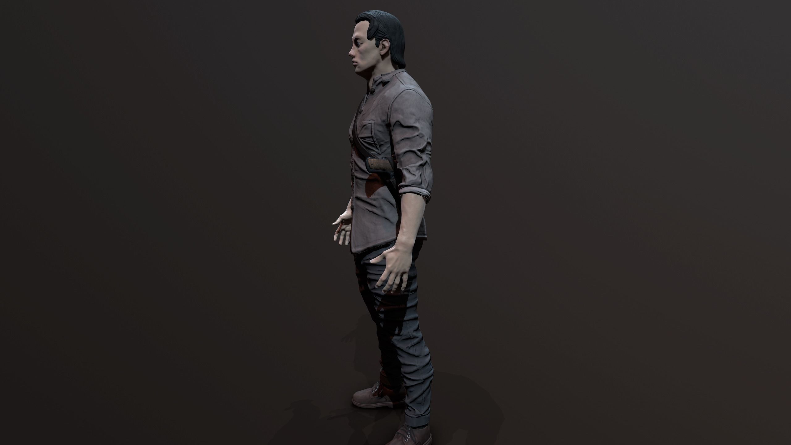 Zombie Apocalypse Survivor Low-poly 3D model_12