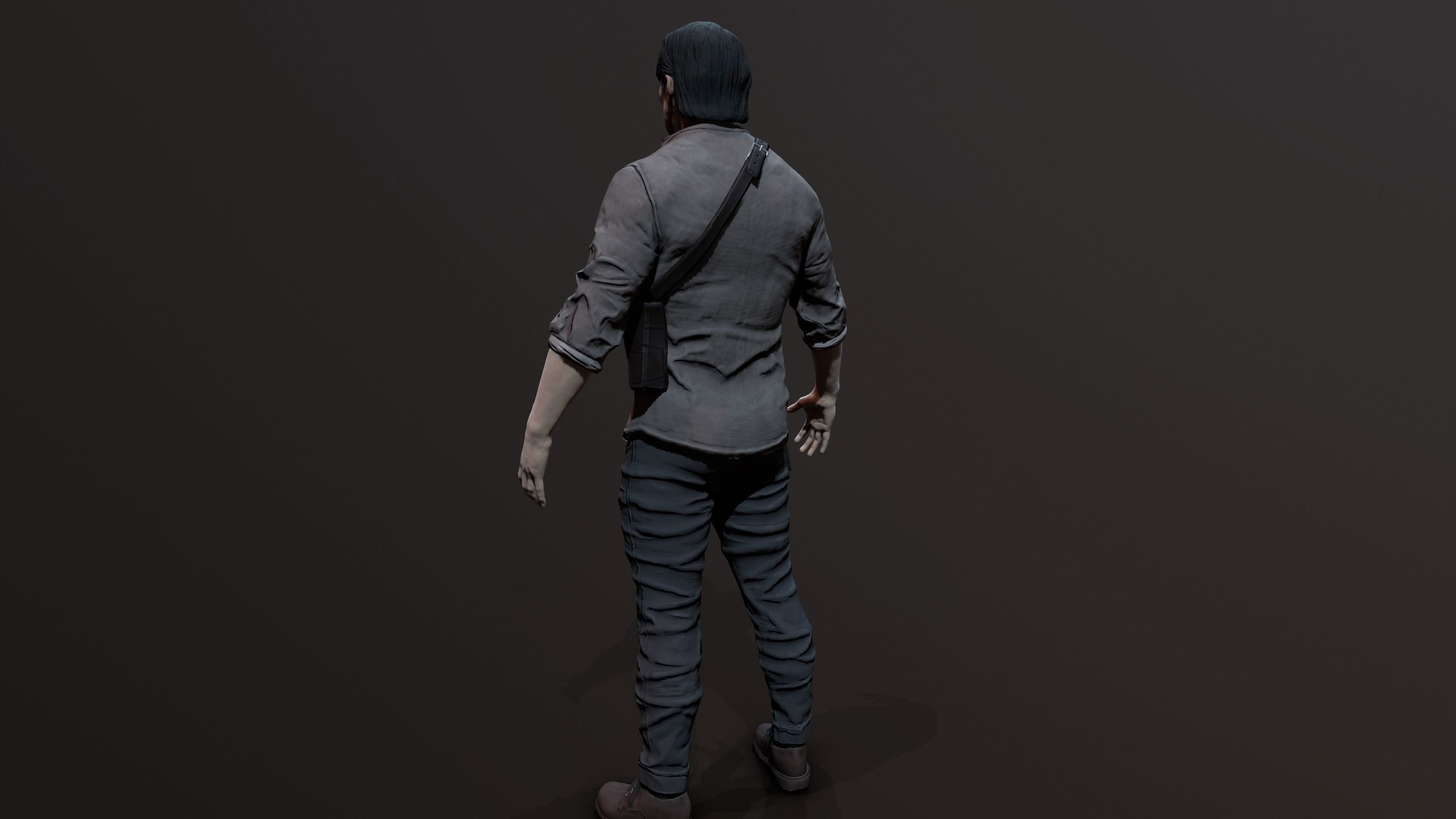 Zombie Apocalypse Survivor Low-poly 3D model_10