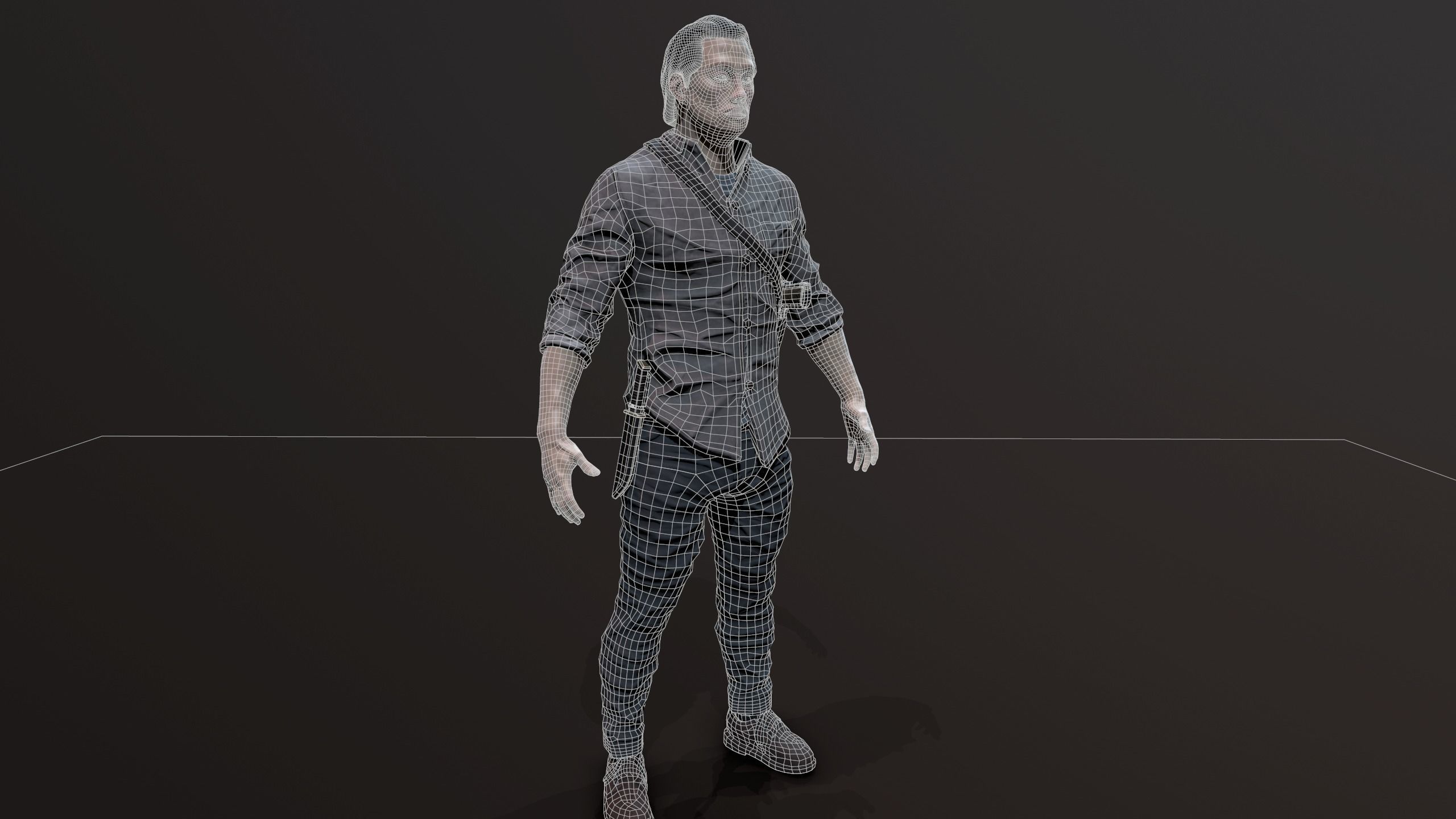 Zombie Apocalypse Survivor Low-poly 3D model_15