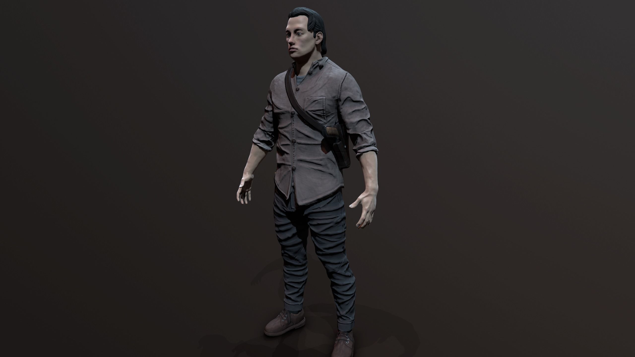 Zombie Apocalypse Survivor Low-poly 3D model_13