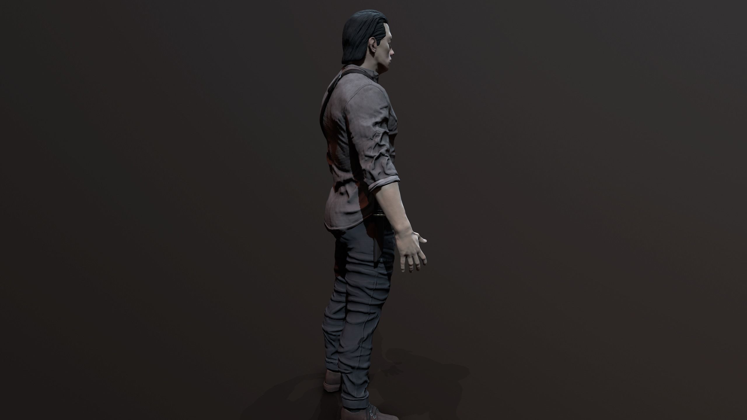 Zombie Apocalypse Survivor Low-poly 3D model_7