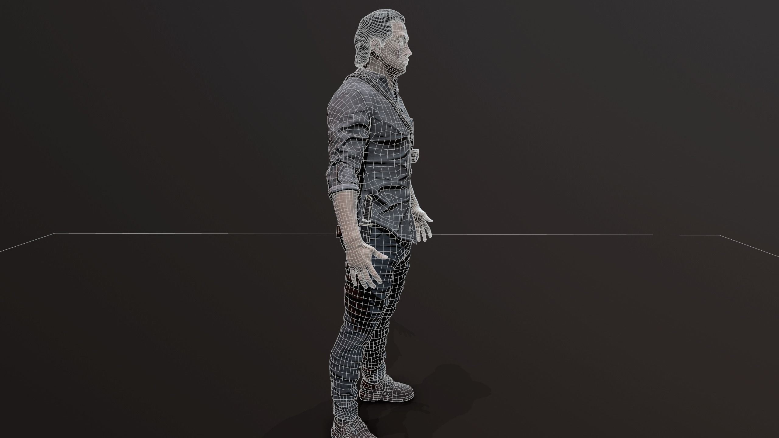 Zombie Apocalypse Survivor Low-poly 3D model_16