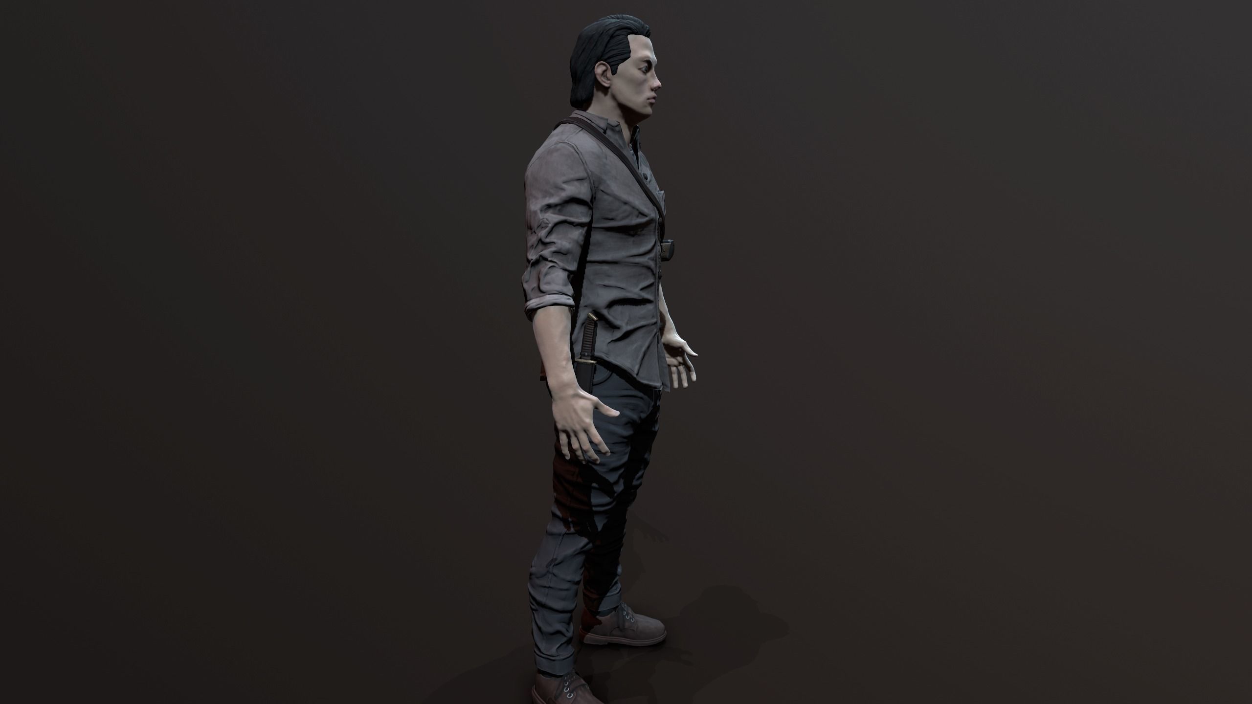 Zombie Apocalypse Survivor Low-poly 3D model_6