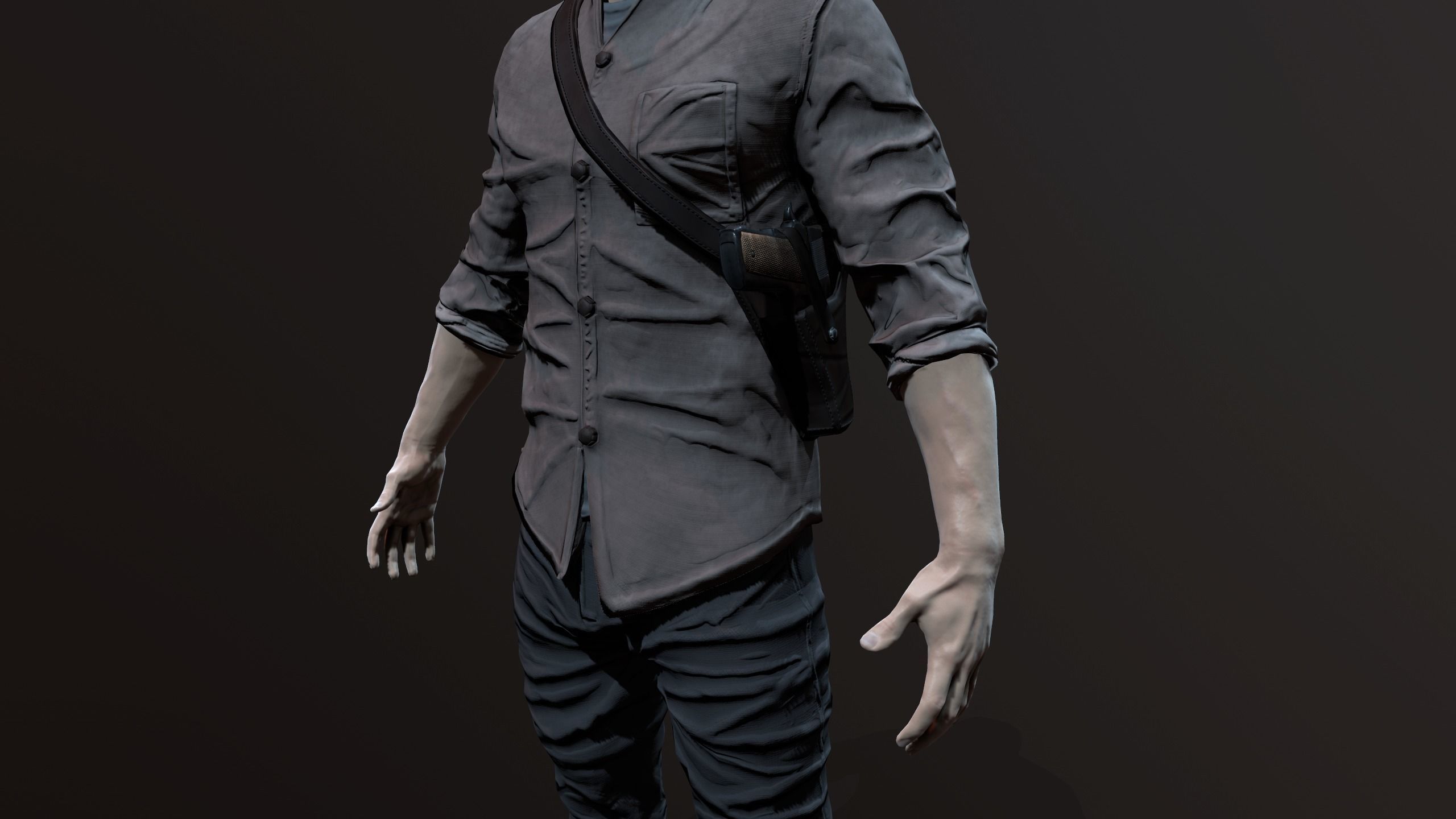 Zombie Apocalypse Survivor Low-poly 3D model_26