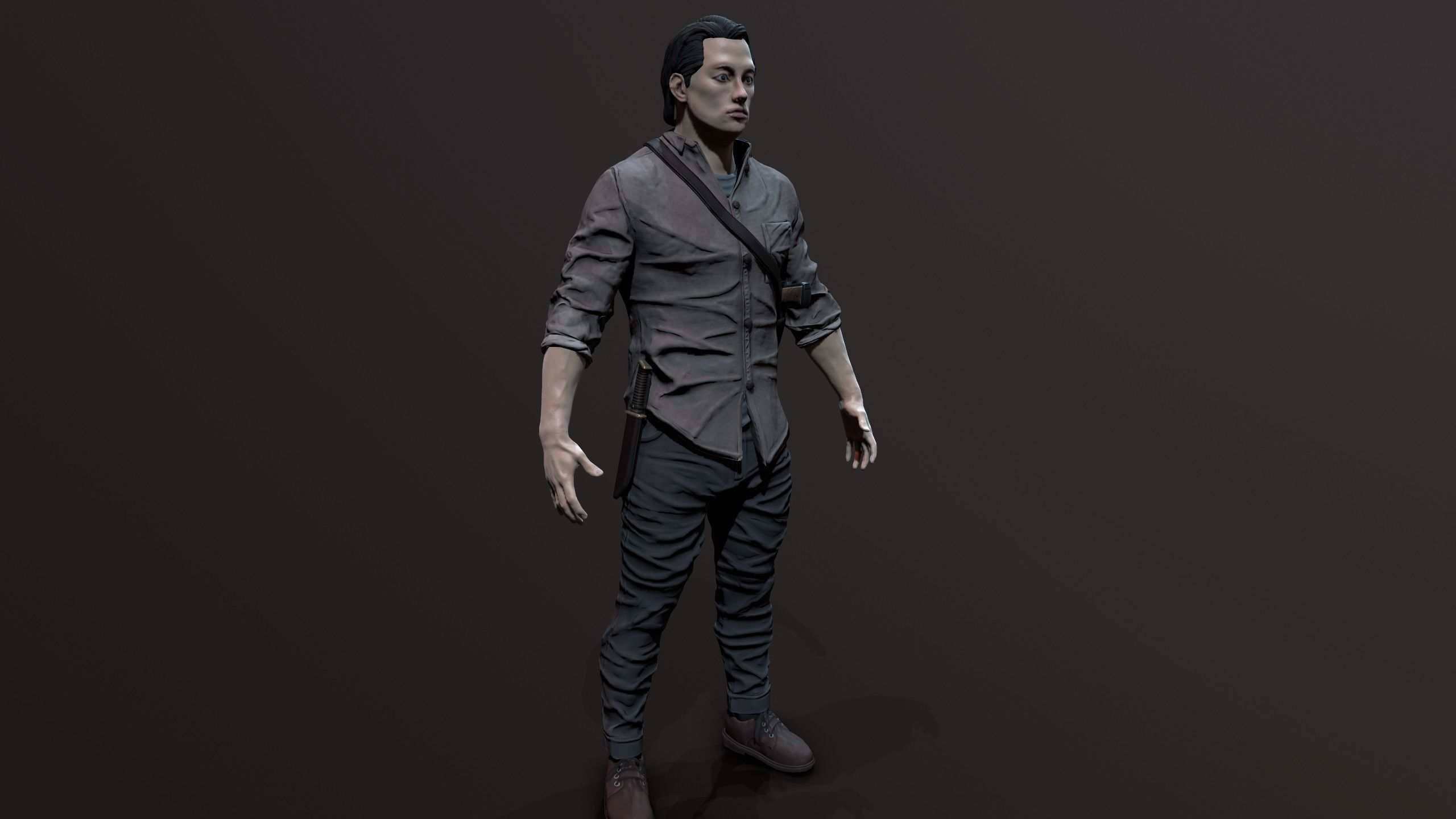 Zombie Apocalypse Survivor Low-poly 3D model_5