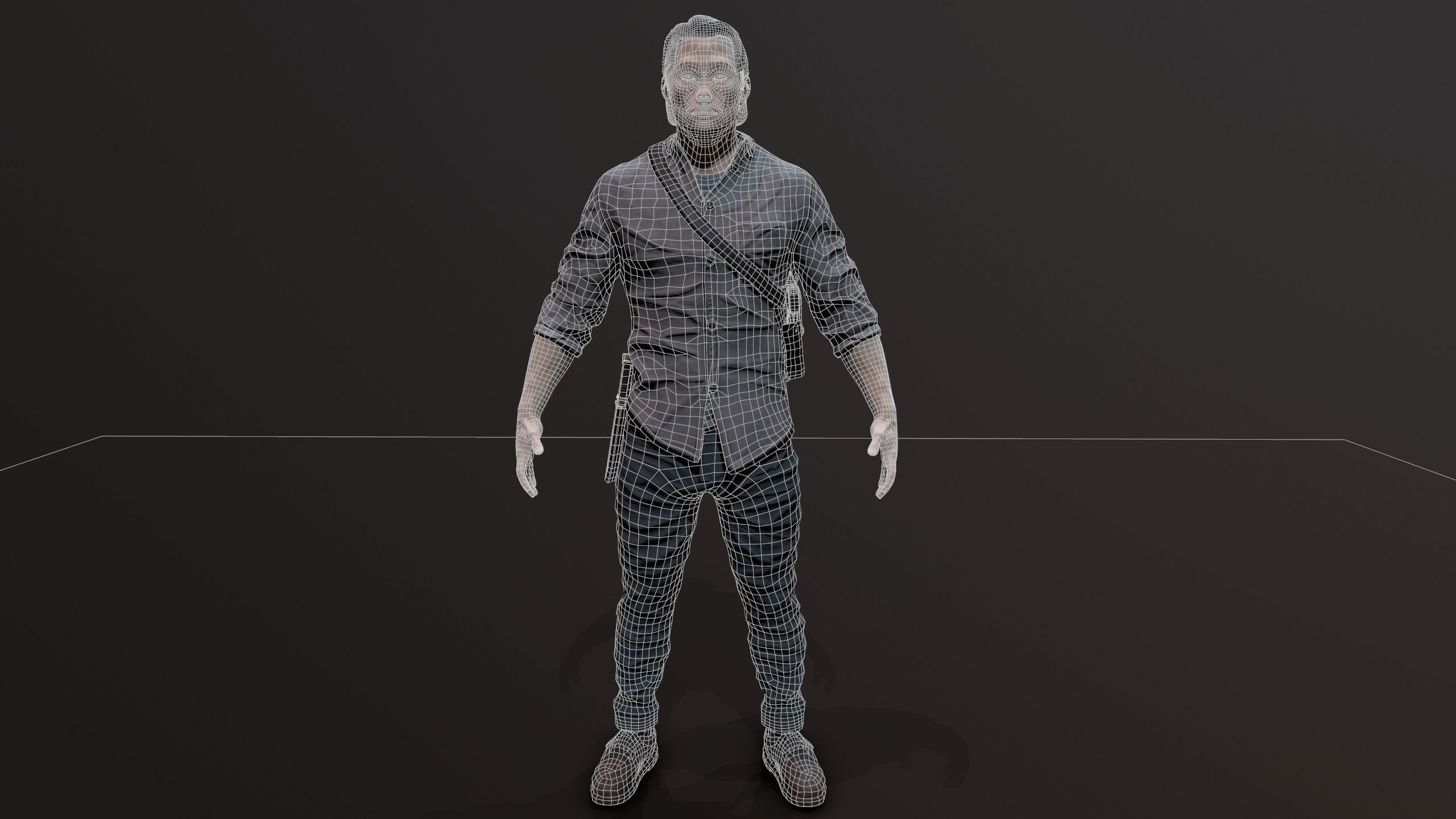 Zombie Apocalypse Survivor Low-poly 3D model_14
