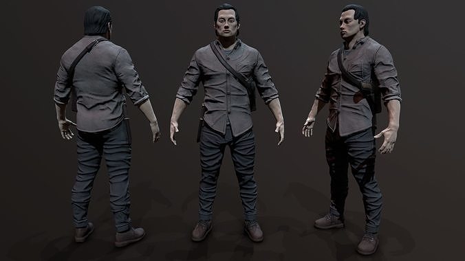 Zombie Apocalypse Survivor Low-poly 3D model