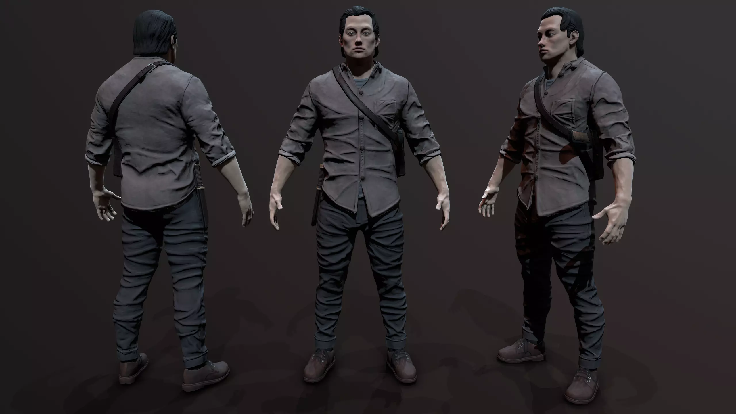 Zombie Apocalypse Survivor Low-poly 3D model_0