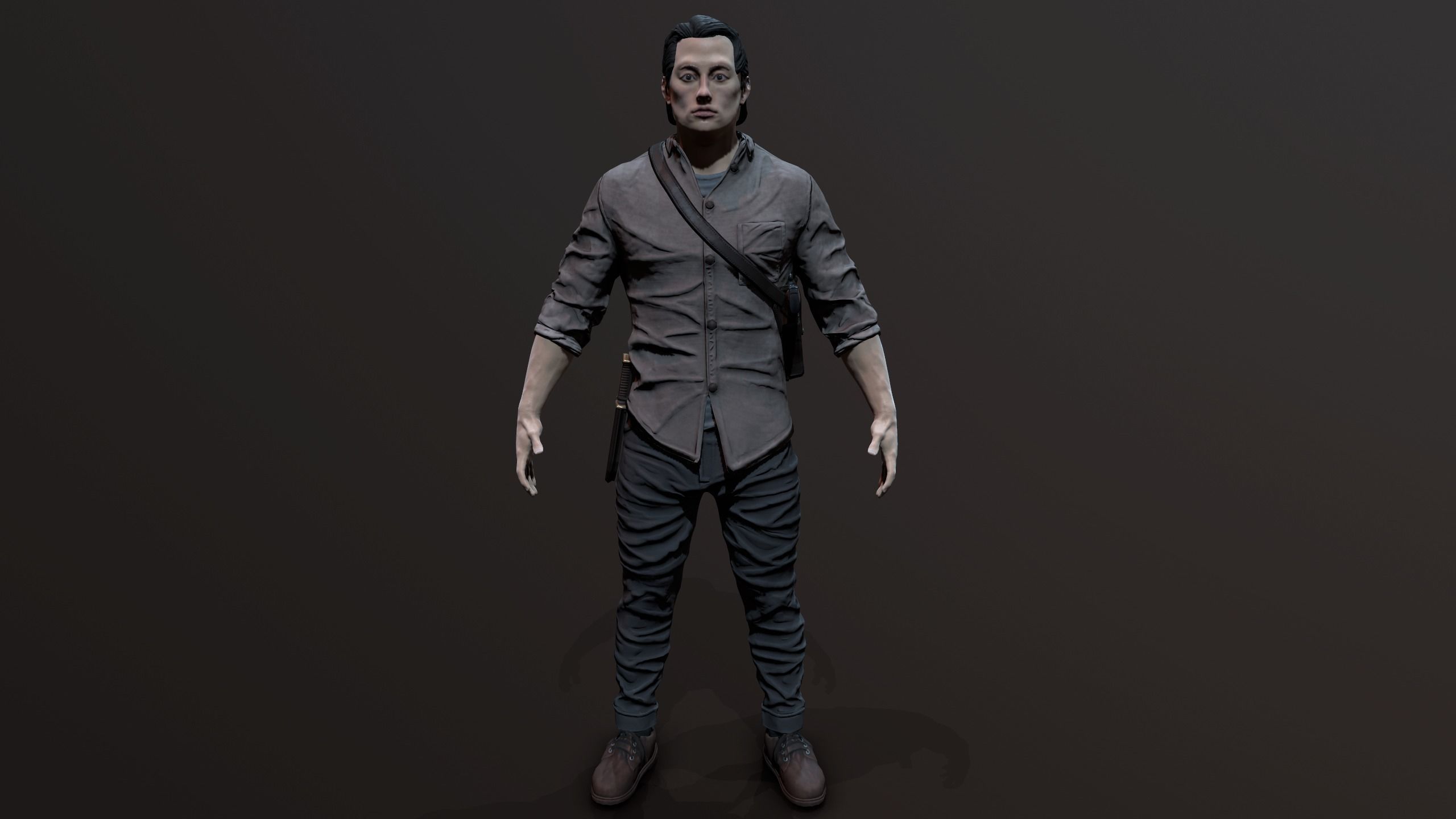Zombie Apocalypse Survivor Low-poly 3D model_4