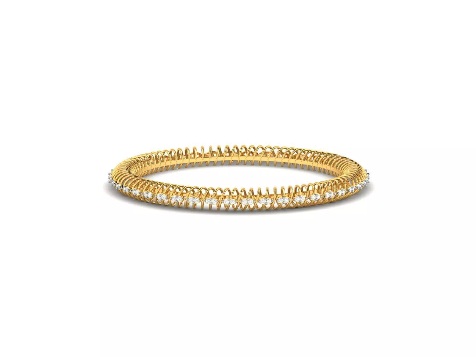 Bangle Bracelet with round gemstones 3D print model_0