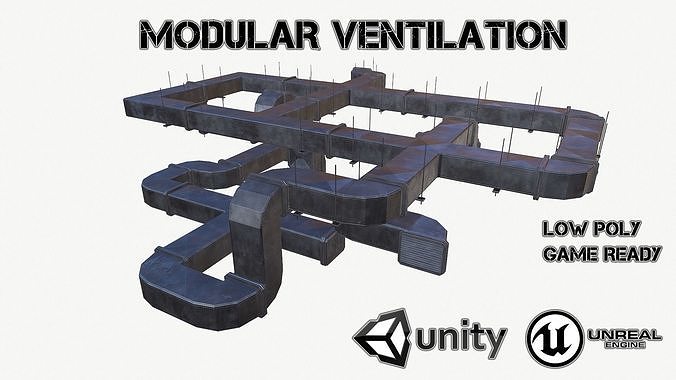 Modular ventilation Low-poly 3D model