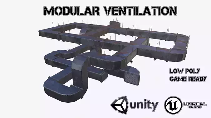 Modular ventilation Low-poly 3D model