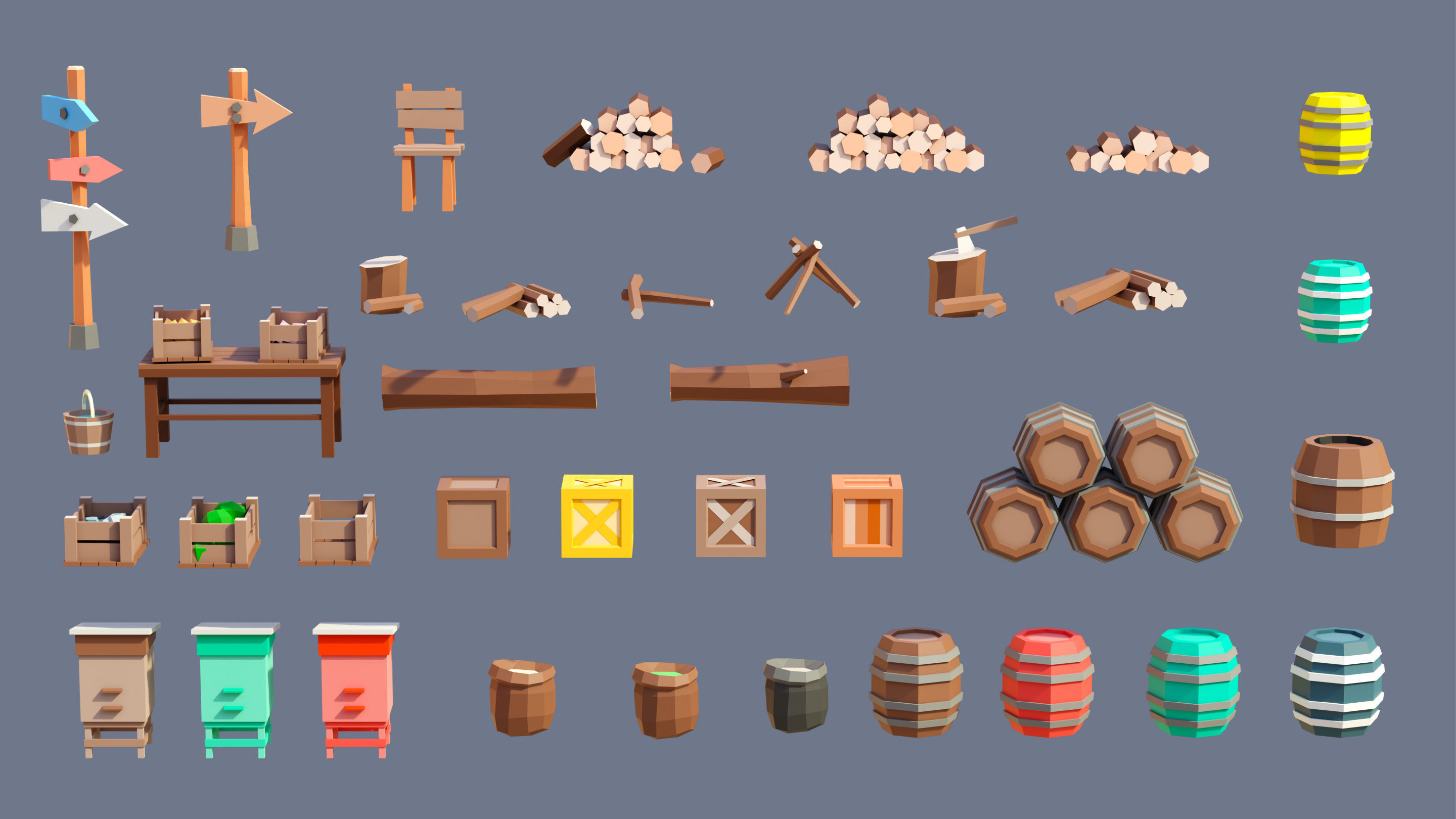 Farm 1 Low-poly 3D model_38