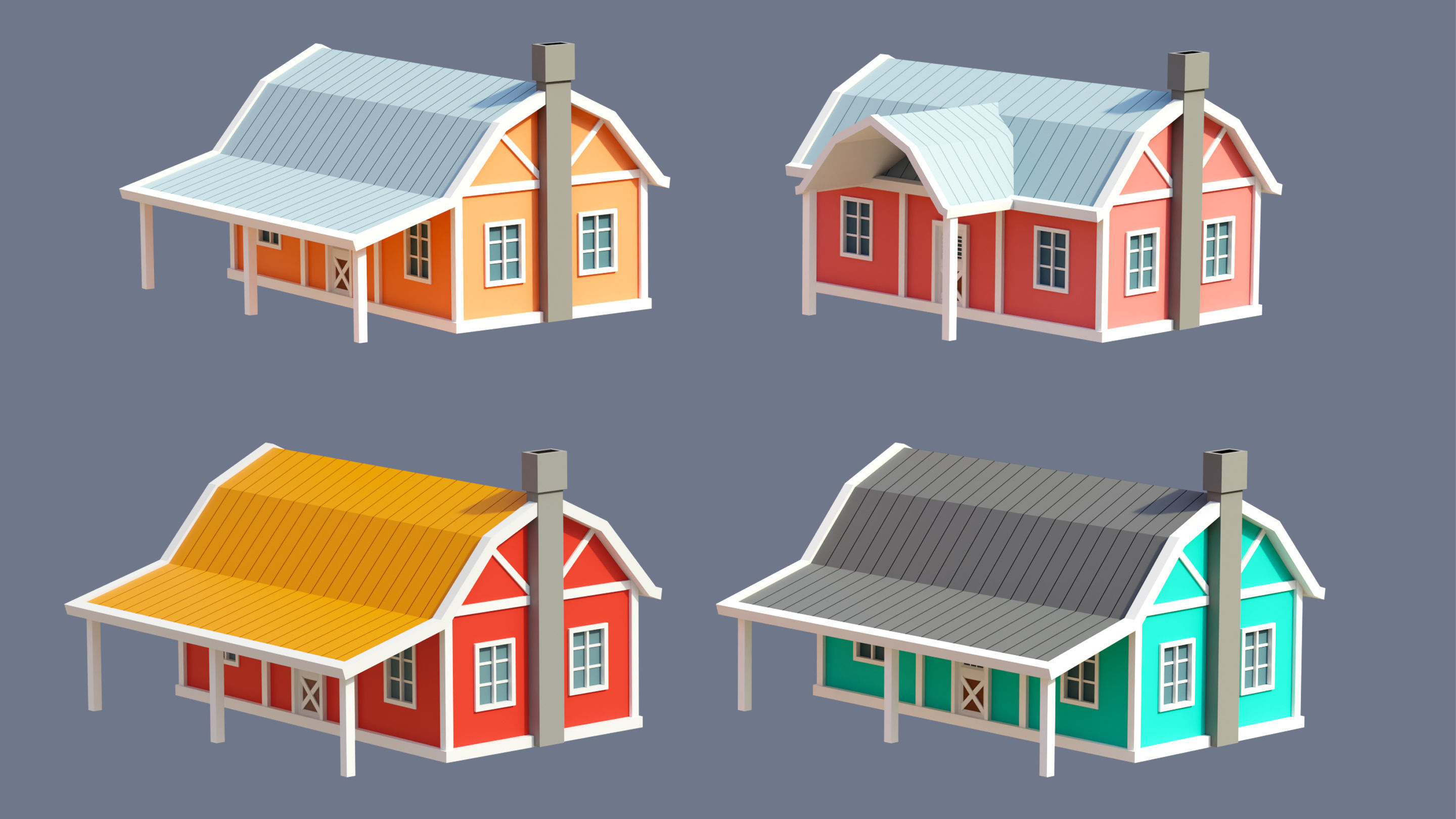 Farm 1 Low-poly 3D model_24