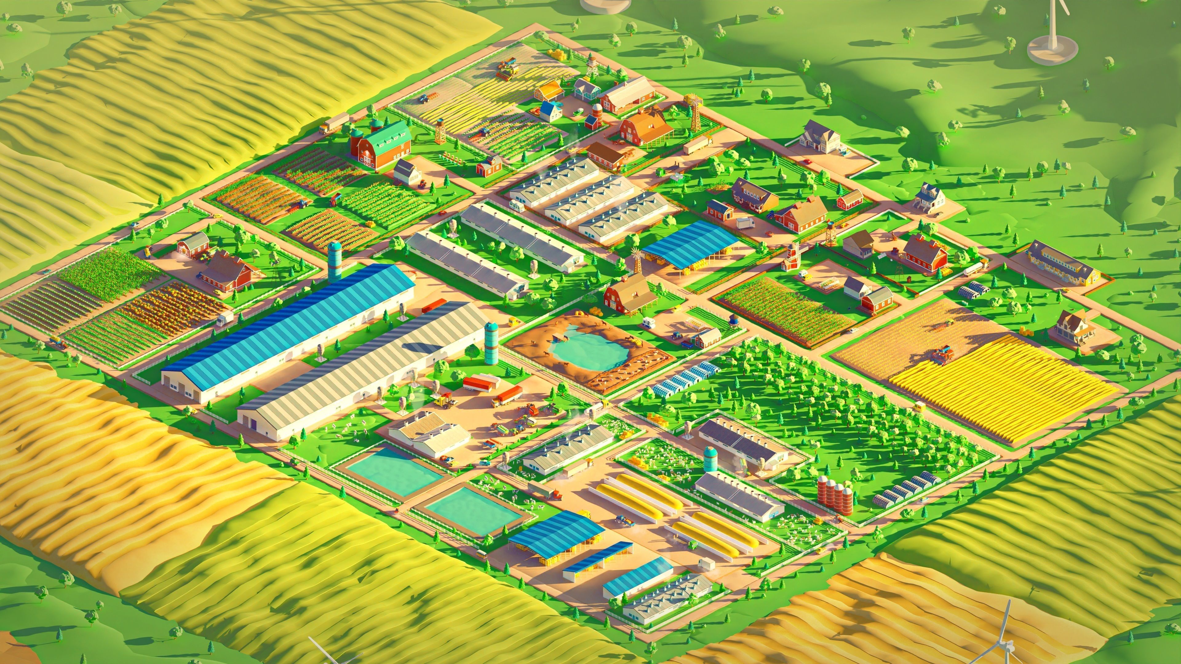 Farm 1 Low-poly 3D model_3