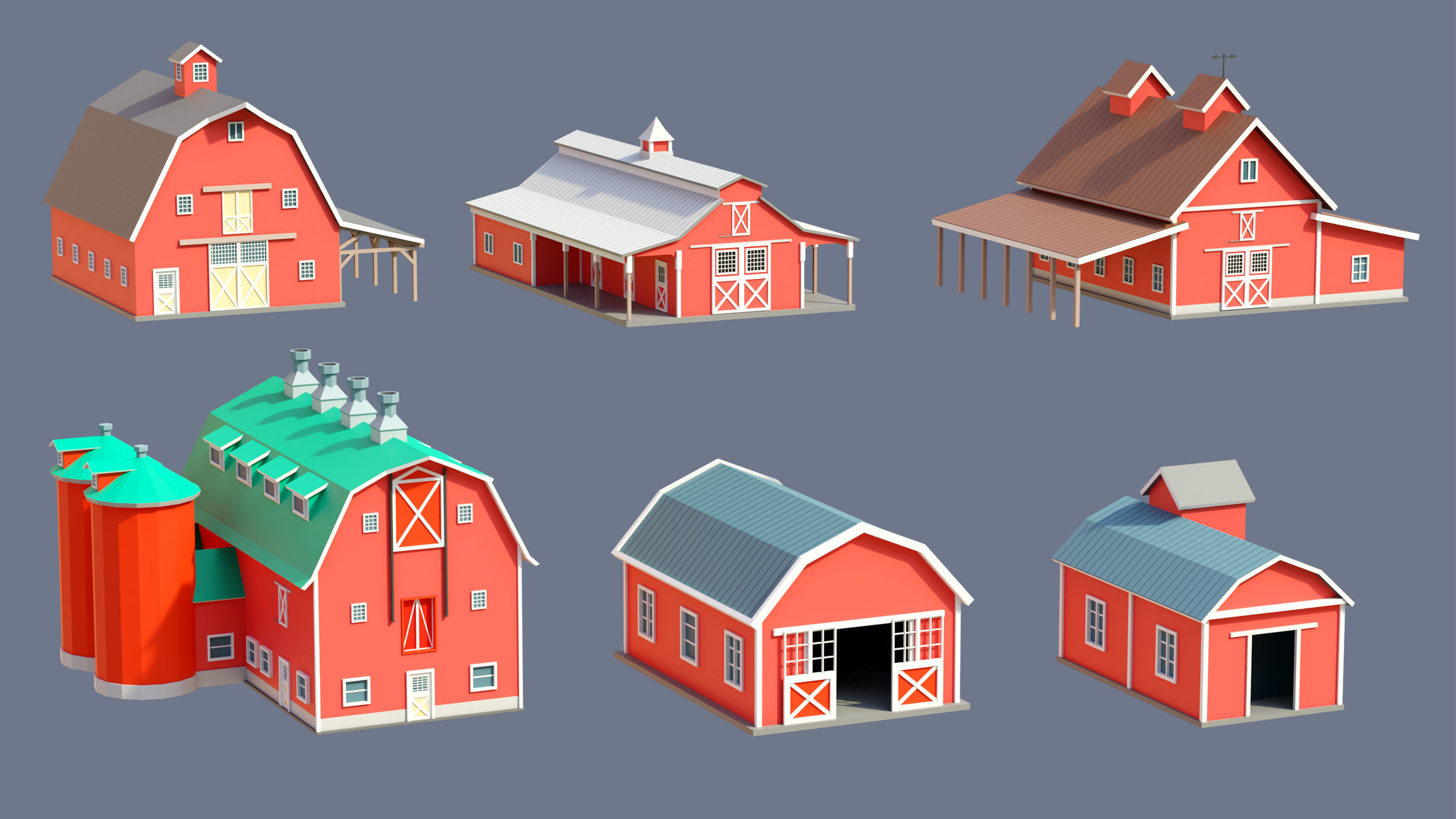 Farm 1 Low-poly 3D model_23