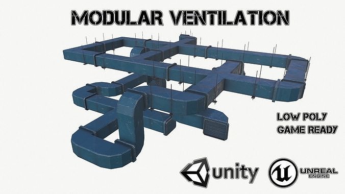 Modular ventilation Low-poly 3D model