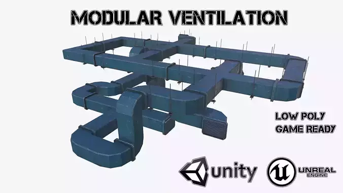 Modular ventilation Low-poly 3D model