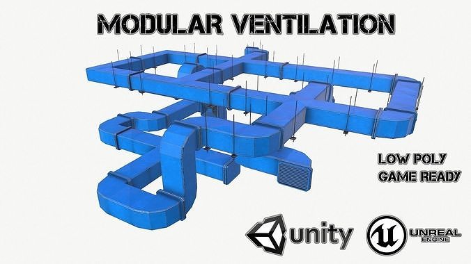 Modular ventilation Low-poly 3D model