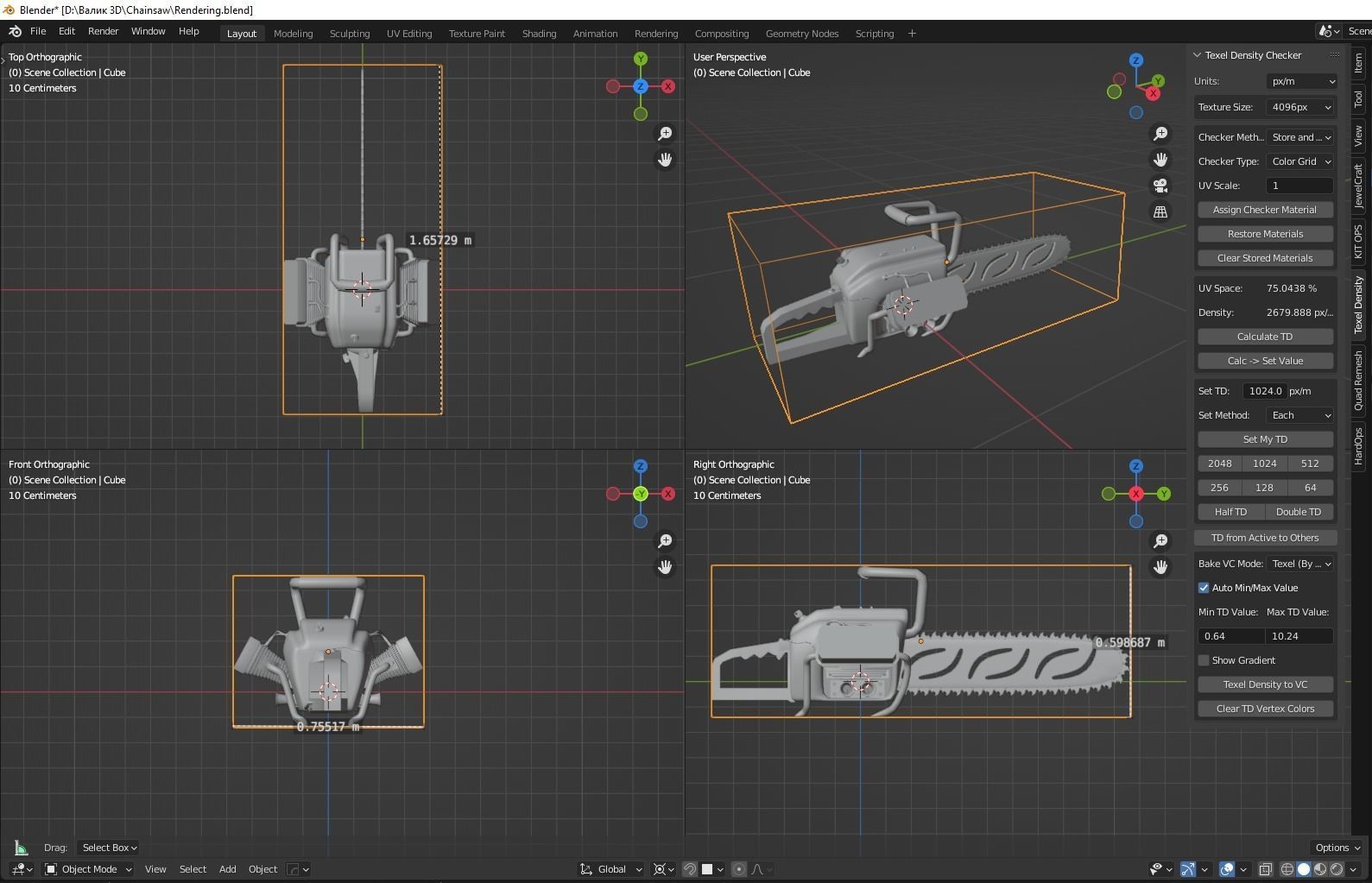 Biker Chainsaw Low Poly Low-poly 3D model_7