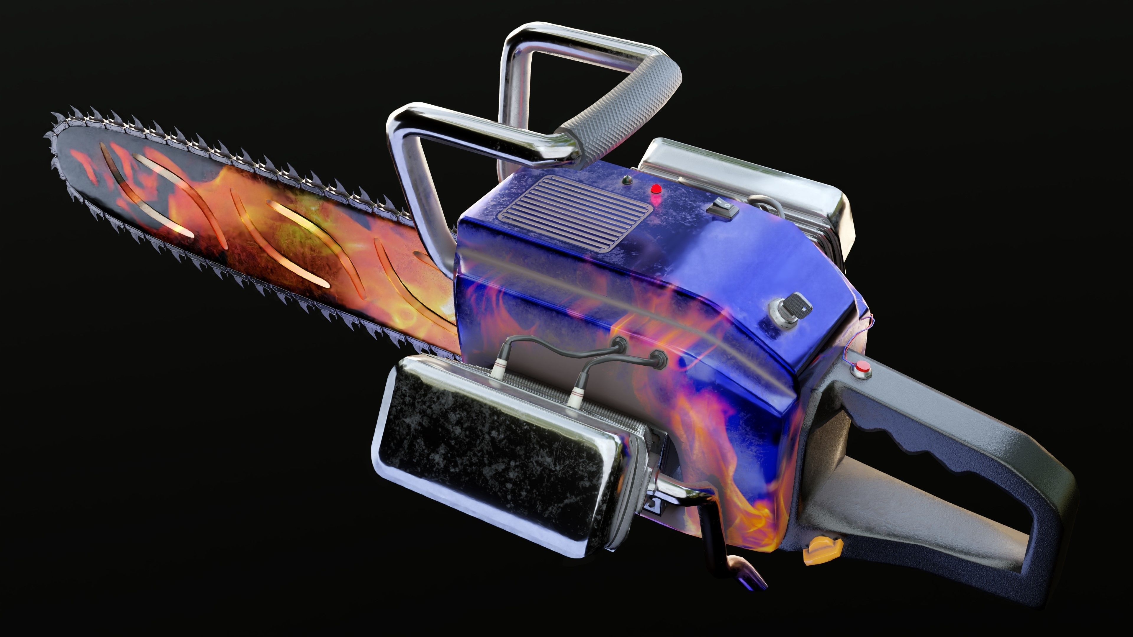 Biker Chainsaw Low Poly Low-poly 3D model_1