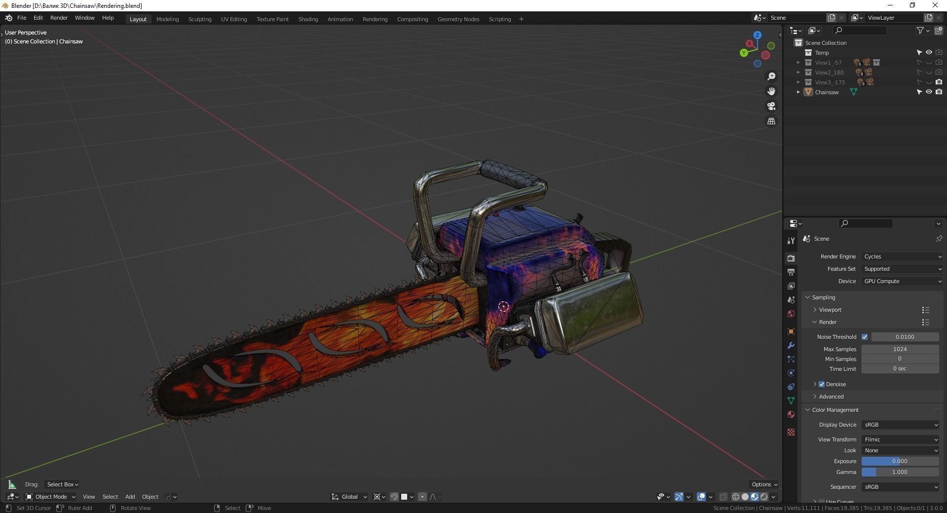 Biker Chainsaw Low Poly Low-poly 3D model_3