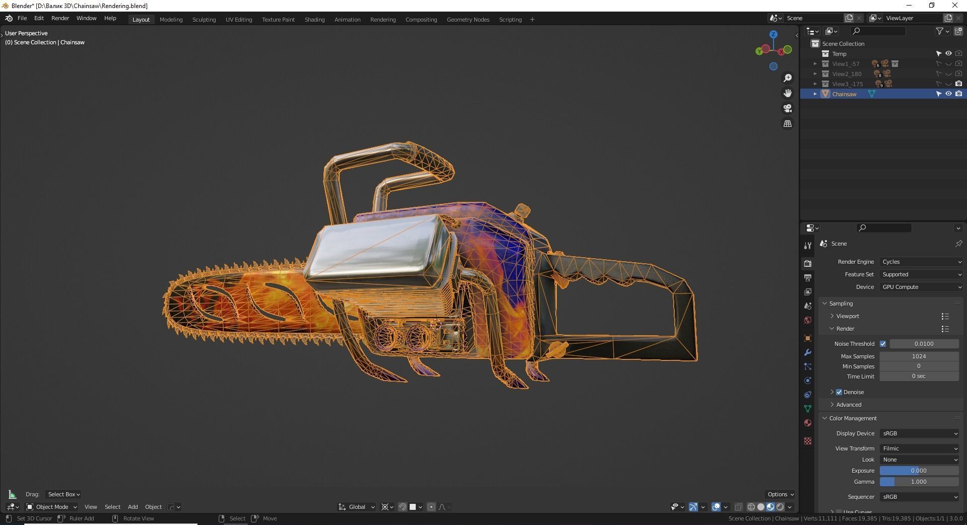 Biker Chainsaw Low Poly Low-poly 3D model_4