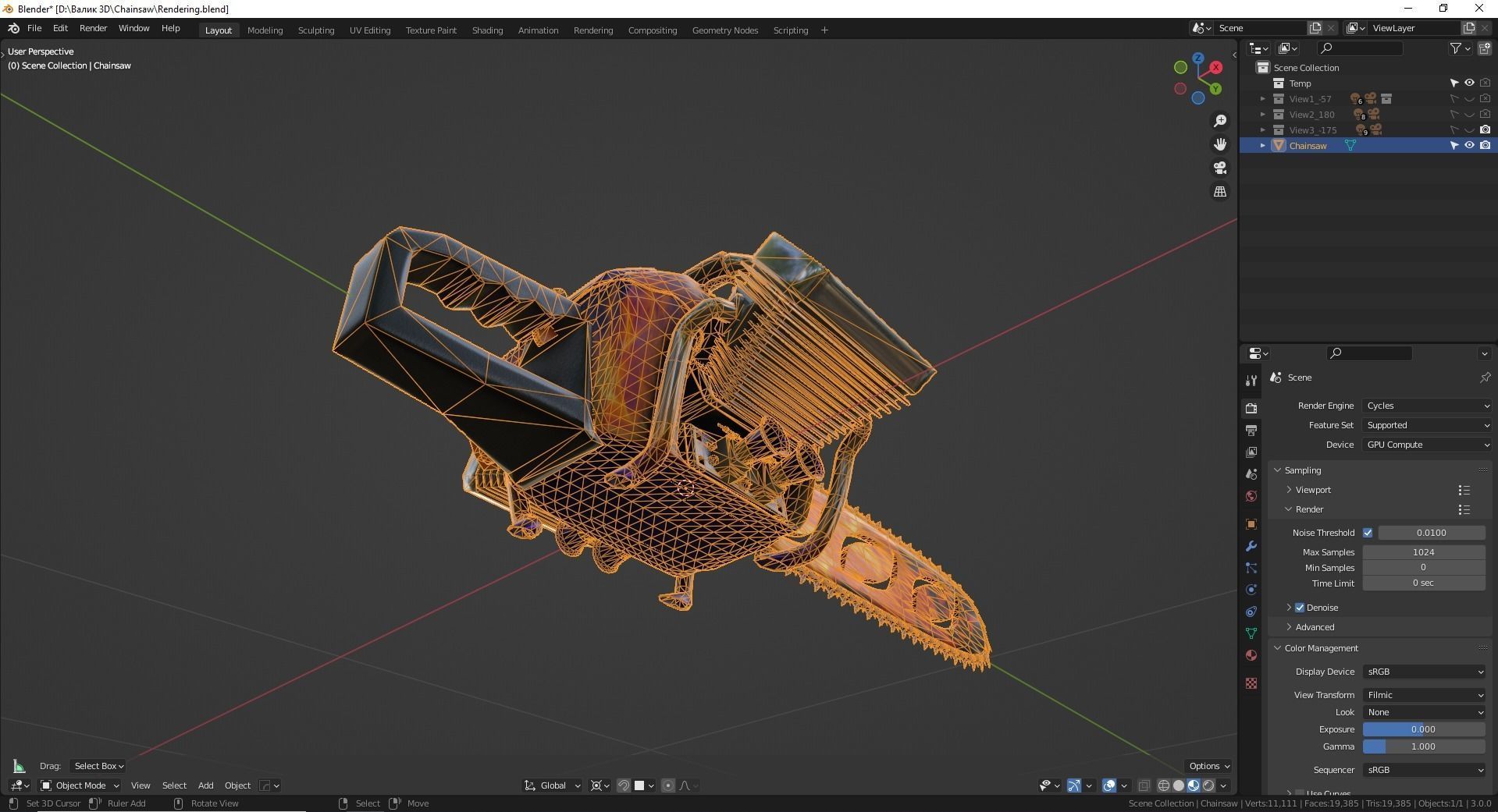Biker Chainsaw Low Poly Low-poly 3D model_5