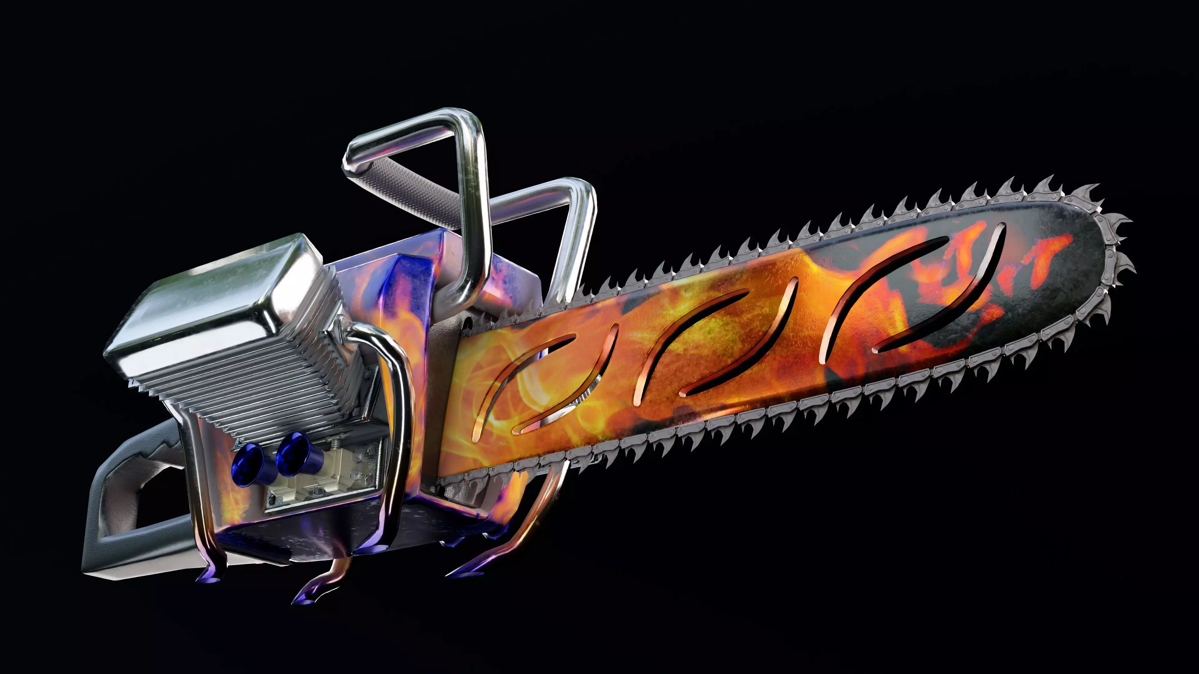 Biker Chainsaw Low Poly Low-poly 3D model_0