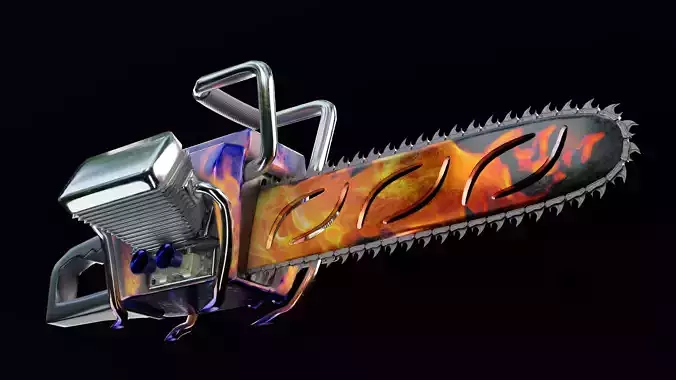 Biker Chainsaw Low Poly