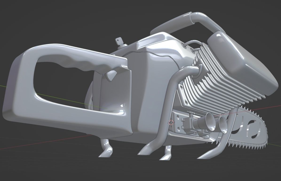 Biker Chainsaw Low Poly Low-poly 3D model_10