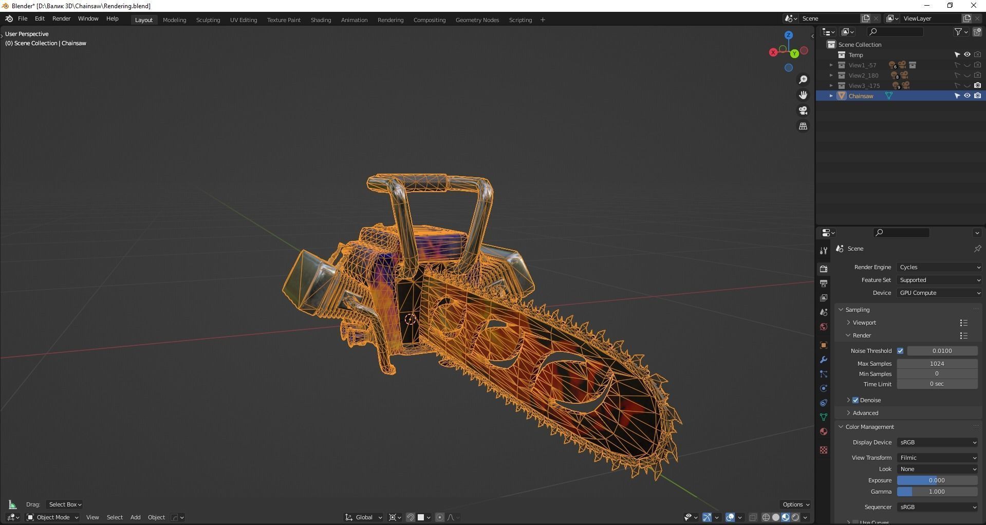 Biker Chainsaw Low Poly Low-poly 3D model_6