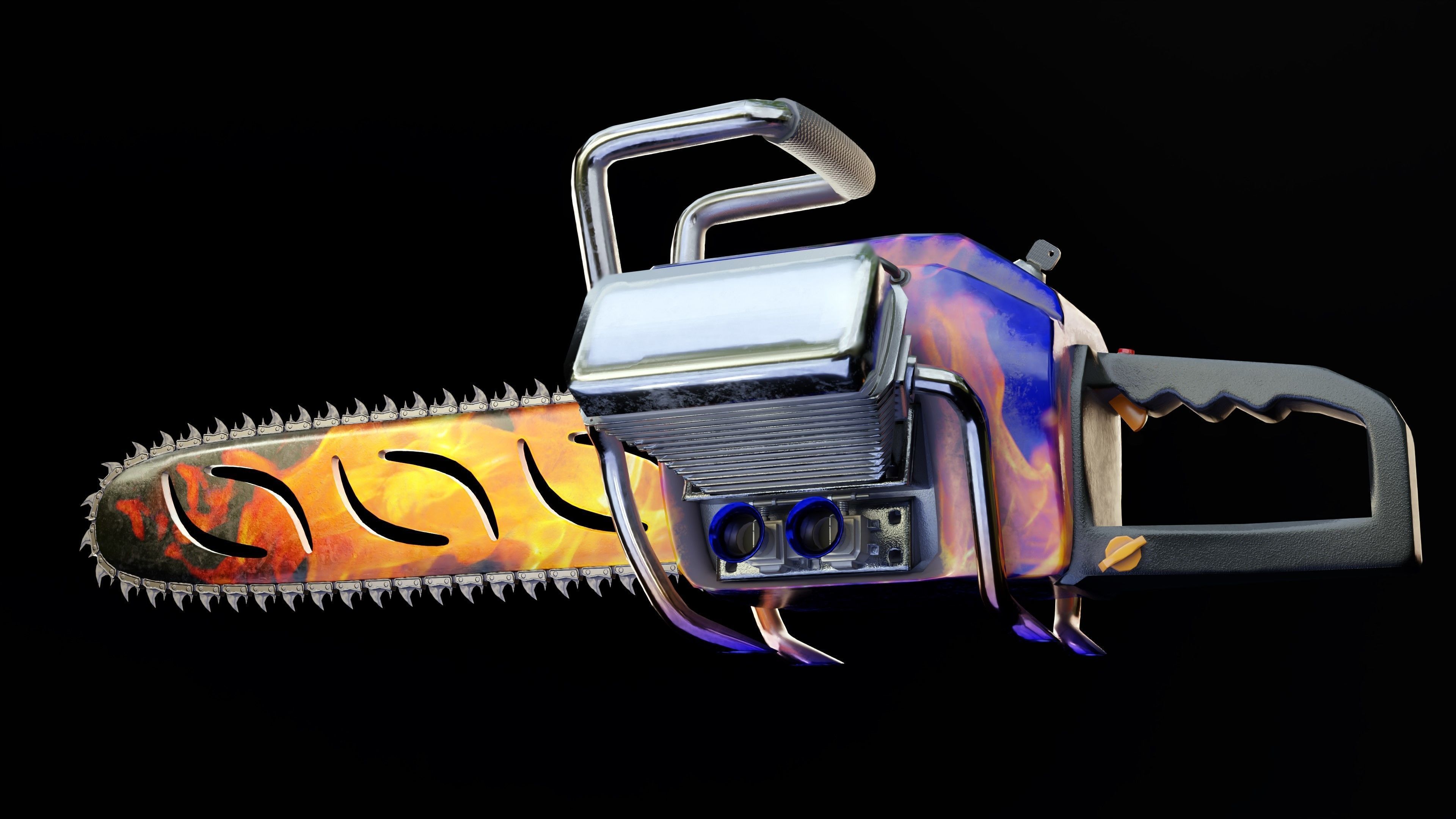 Biker Chainsaw Low Poly Low-poly 3D model_2