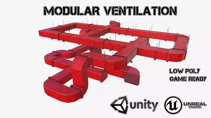Modular ventilation Low-poly 3D model