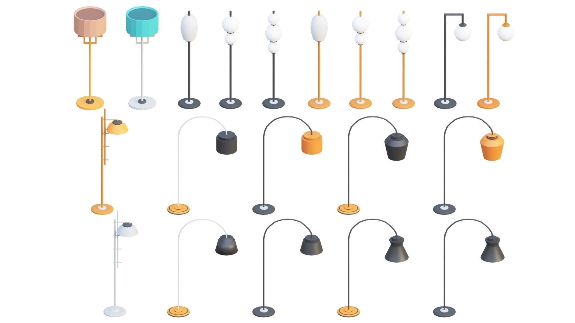 Low Poly Furniture - 1000 models collection interior Vol1-Vol2 Low-poly 3D model_48