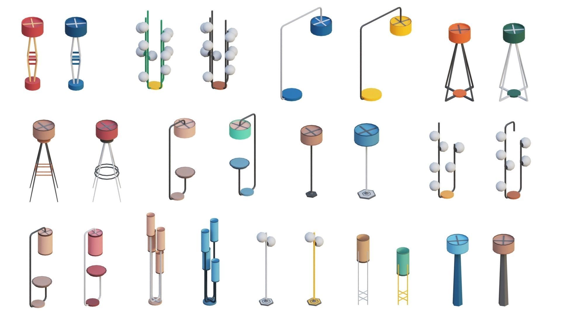 Low Poly Furniture - 1000 models collection interior Vol1-Vol2 Low-poly 3D model_22