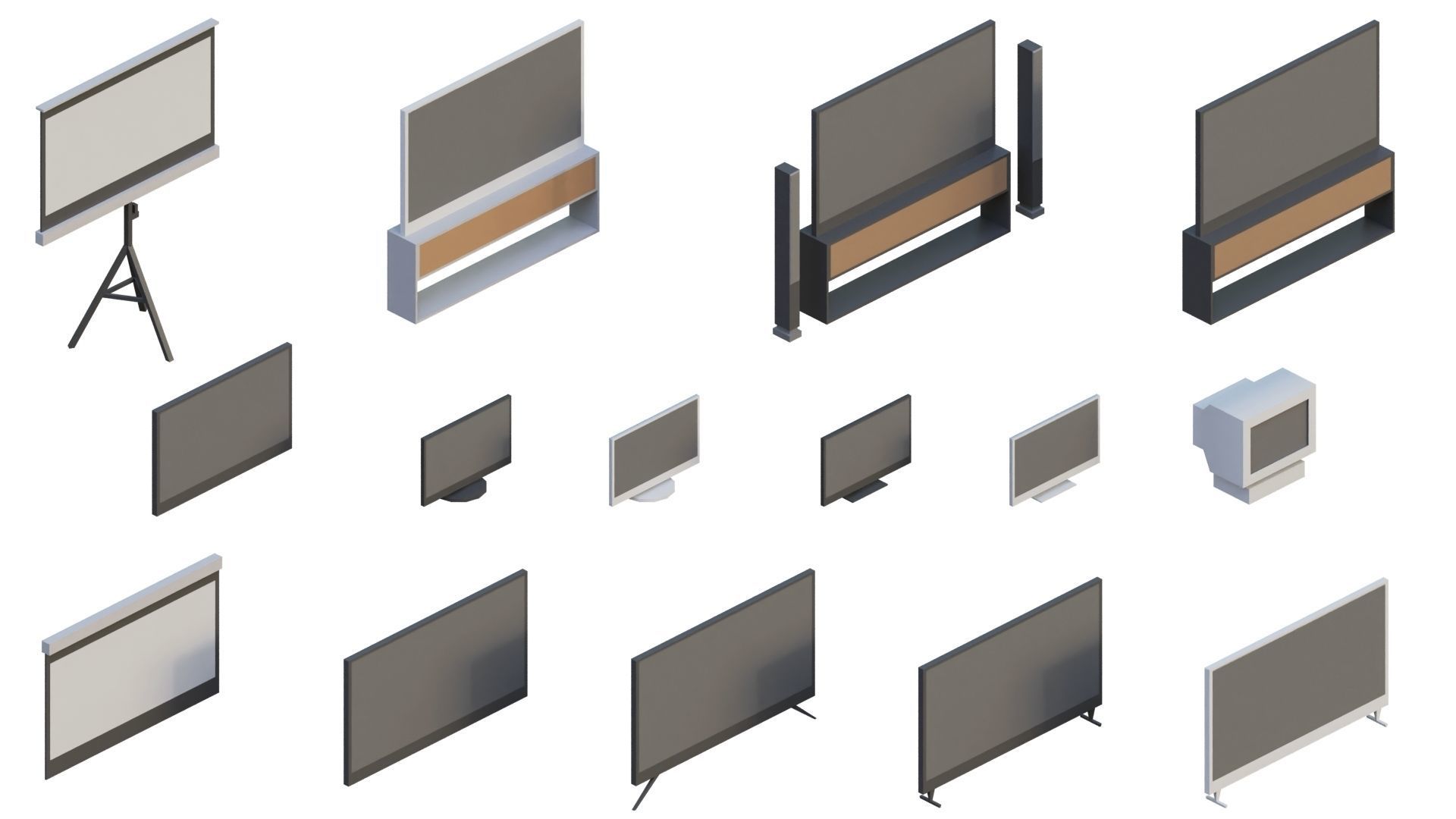 Low Poly Furniture - 1000 models collection interior Vol1-Vol2 Low-poly 3D model_23