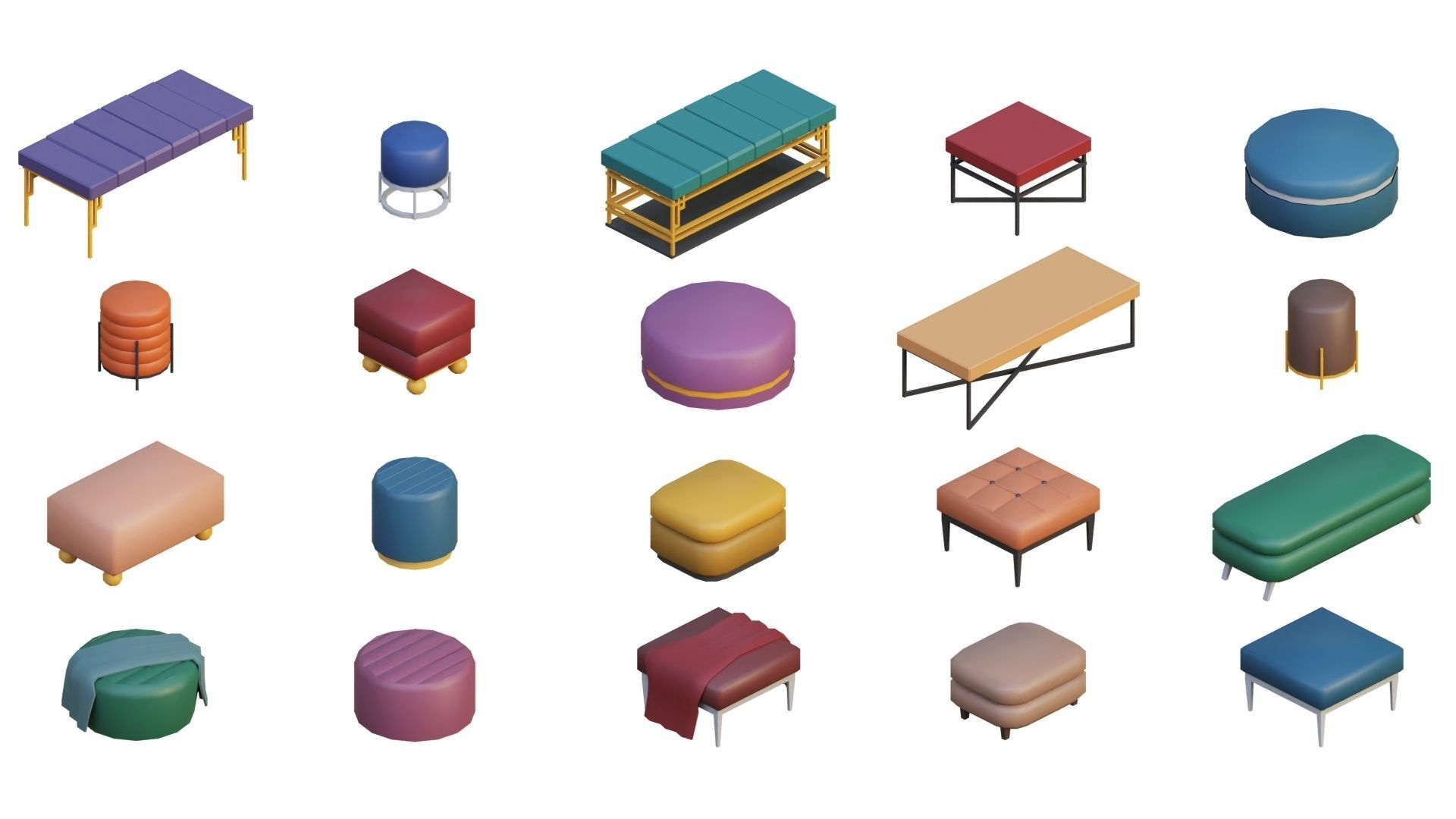 Low Poly Furniture - 1000 models collection interior Vol1-Vol2 Low-poly 3D model_27