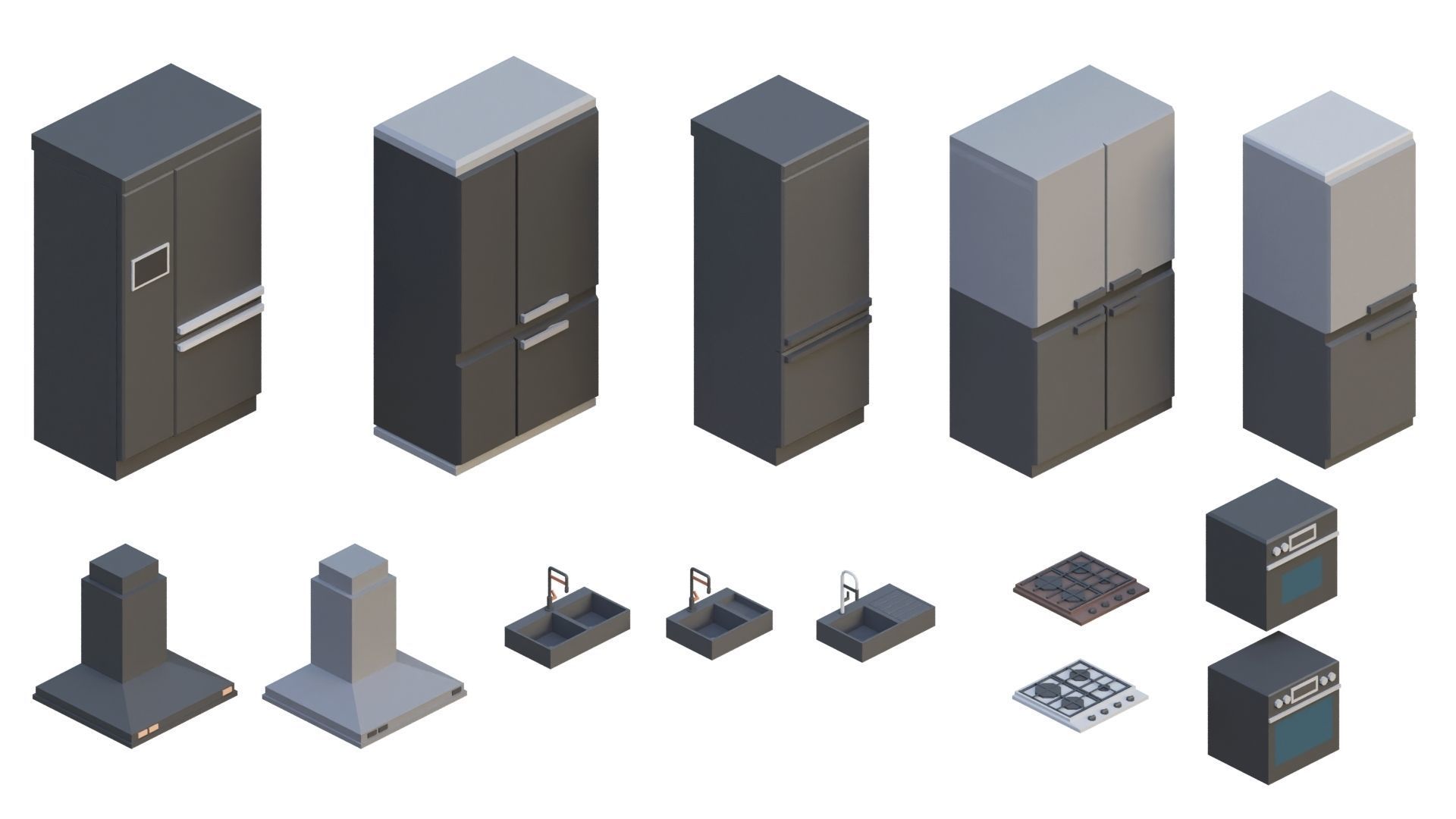 Low Poly Furniture - 1000 models collection interior Vol1-Vol2 Low-poly 3D model_25