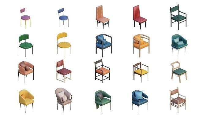 Low Poly Furniture - 1000 models collection interior Vol1-Vol2 Low-poly 3D model 6
