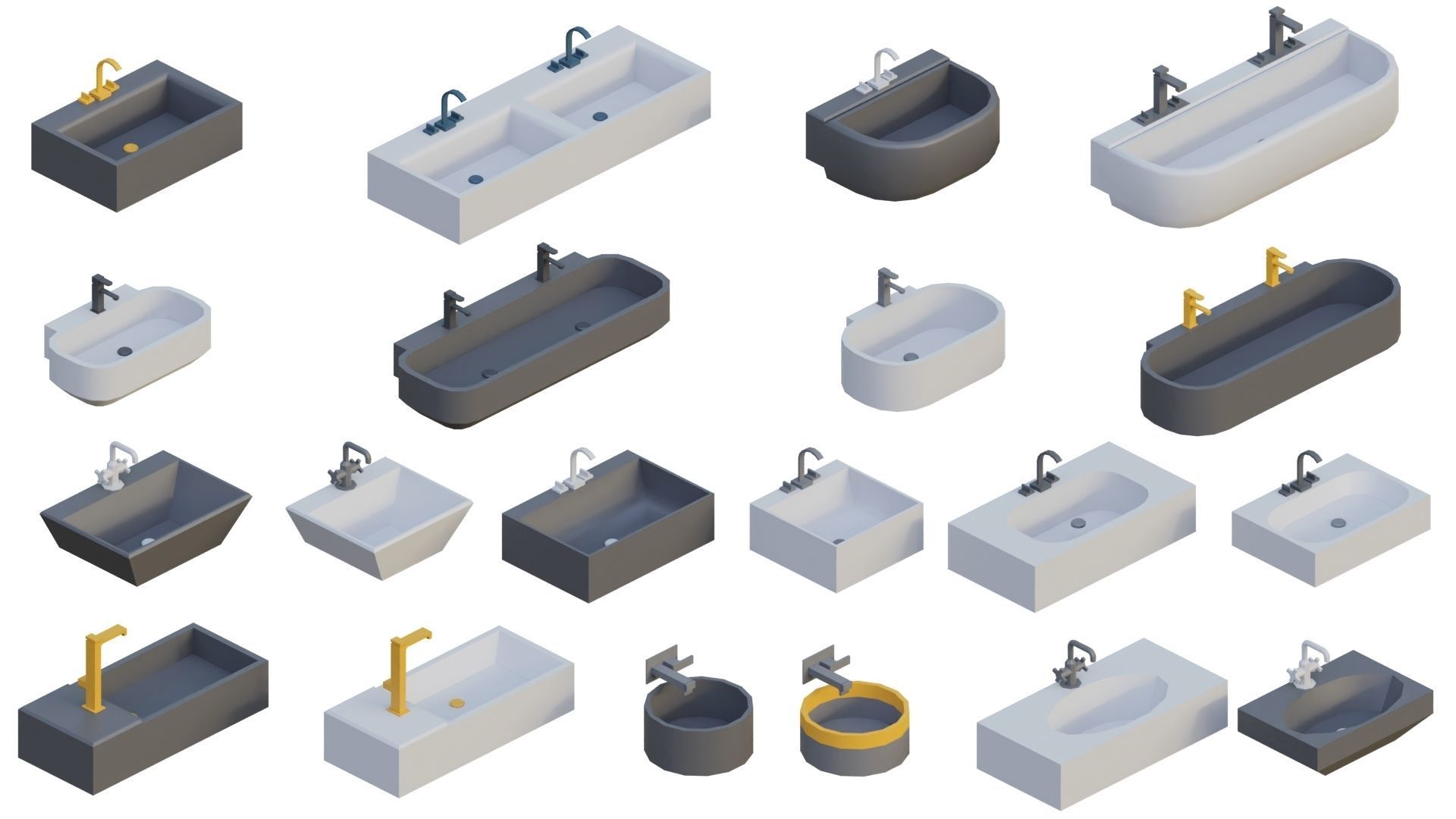 Low Poly Furniture - 1000 models collection interior Vol1-Vol2 Low-poly 3D model_36